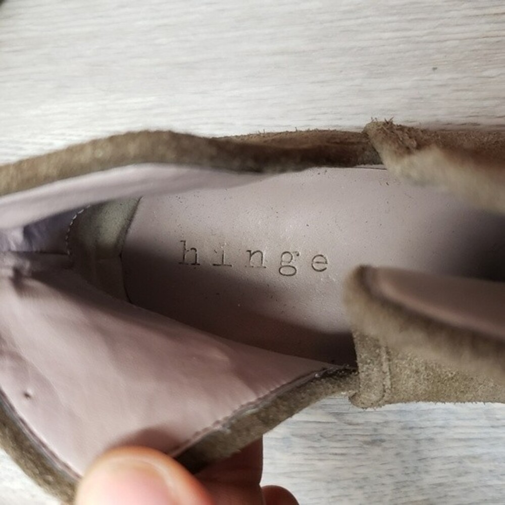 Hinge Olive Suede Booties size 7.5M - Picture 3 of 8